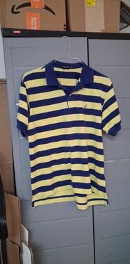 Nautica Men’s Yellow & Navy Striped Polo